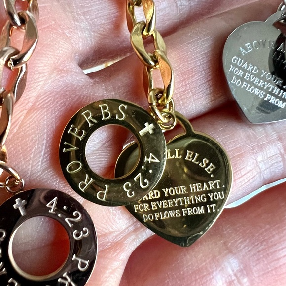 2 Piece Set! Choker & Bracelet Proverbs 4:23 Heart - Picture 11 of 13